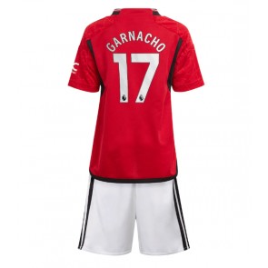 Manchester United Alejandro Garnacho #17 Hemmakläder Barn 2023-24 Kortärmad (+ Korta byxor)